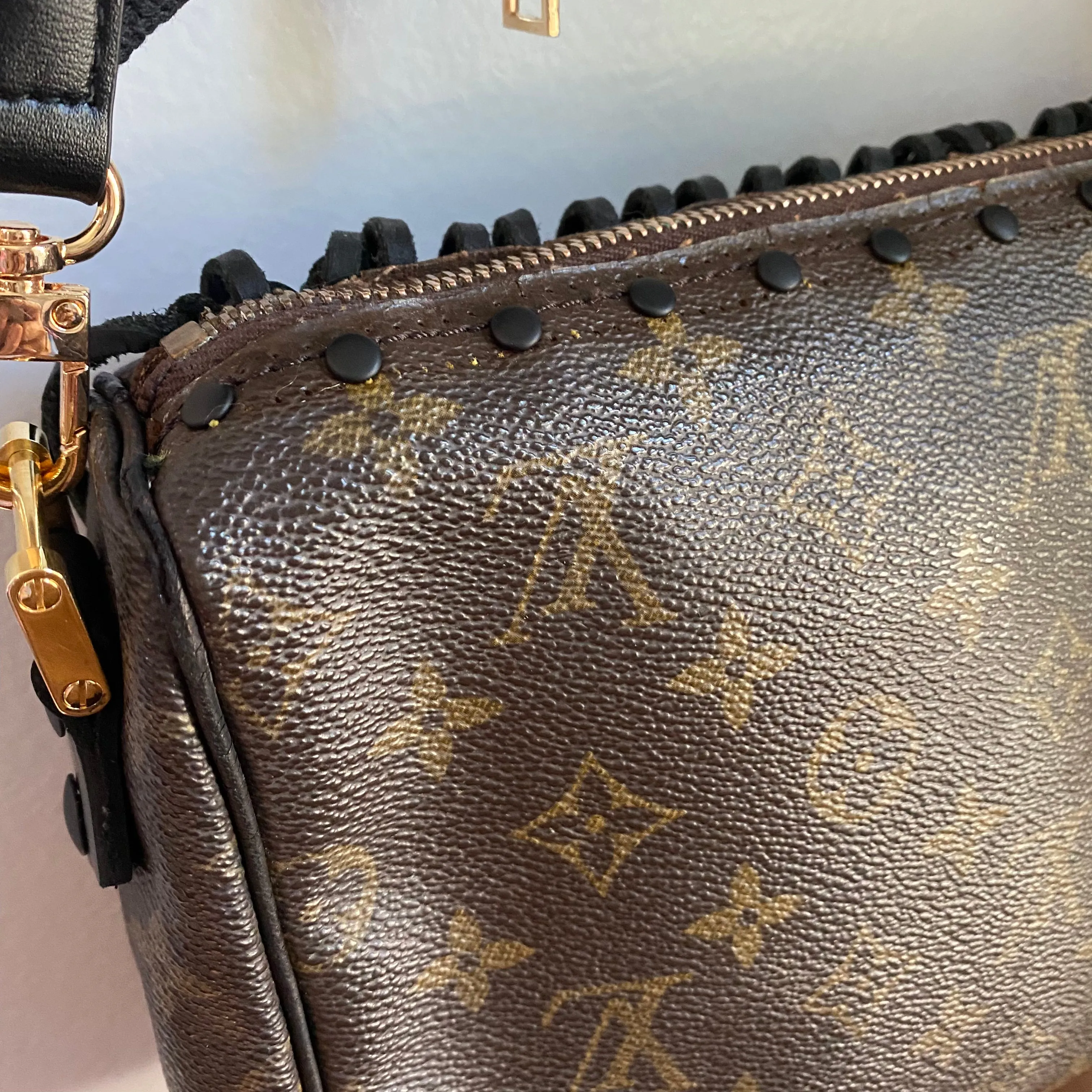 The Partridge - Vintage Monogram in Black Fringe Crossbody Bag