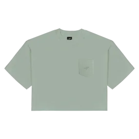 Titan Essentials Fist Logo Women's Cropped Pocket Tee - Dusty Green