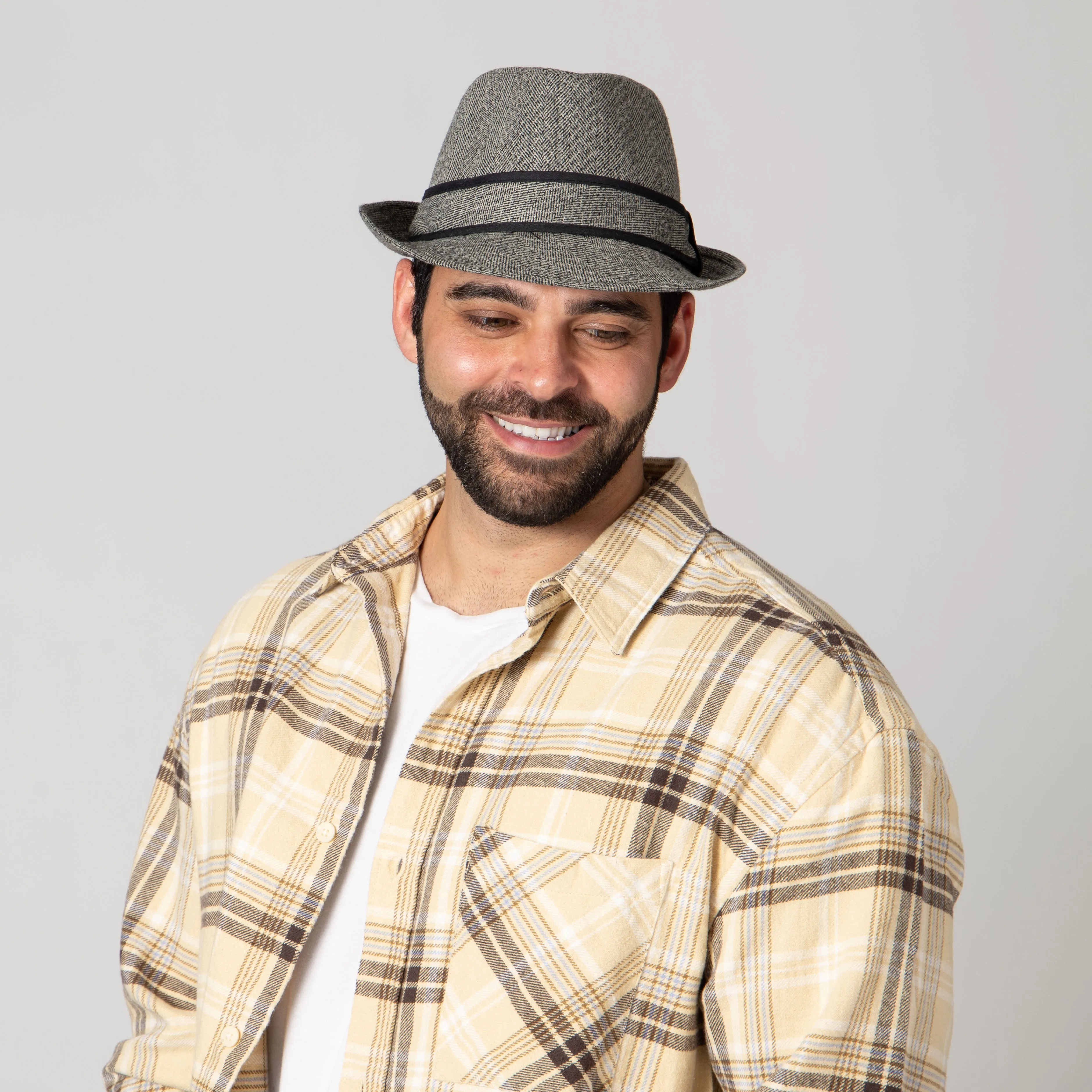 Tweed Fedora With Trim