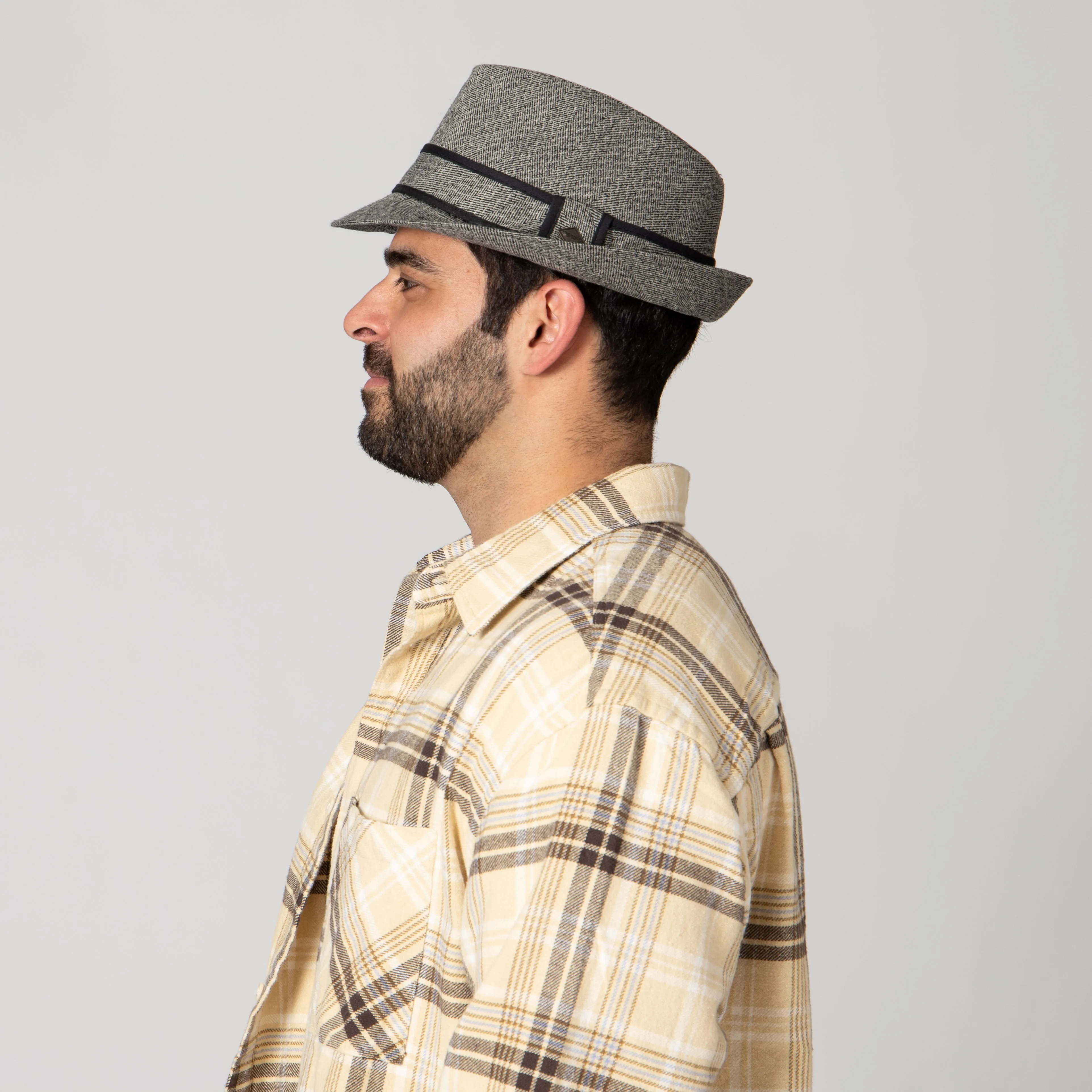 Tweed Fedora With Trim