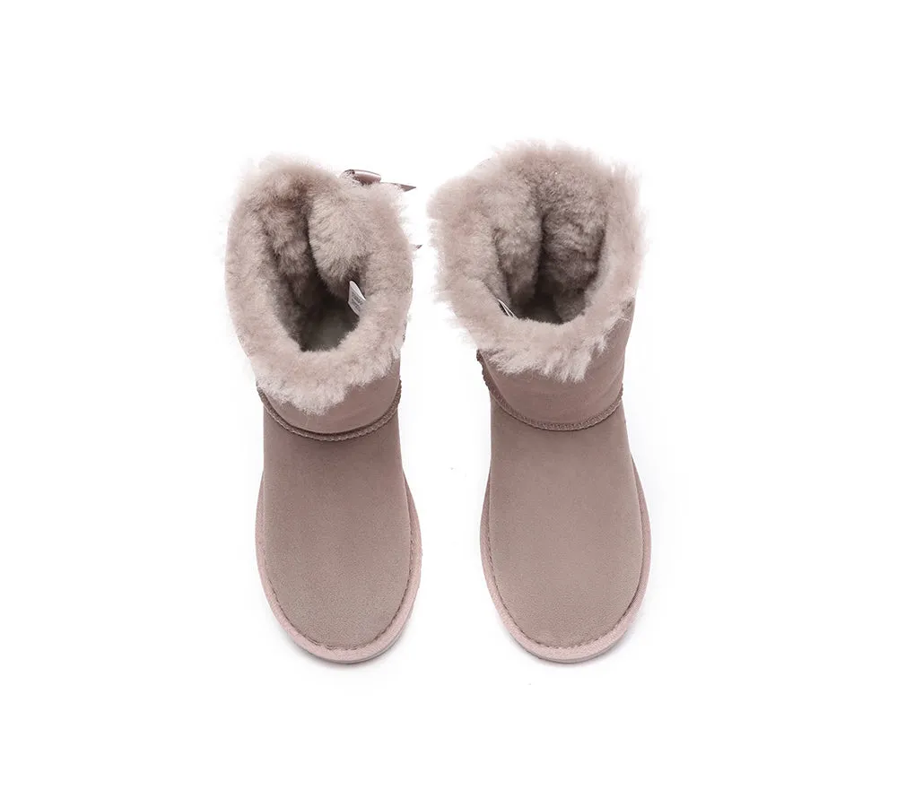 Urban UGG® Women Double faced Sheepskin Wool Boots Short Back Bow