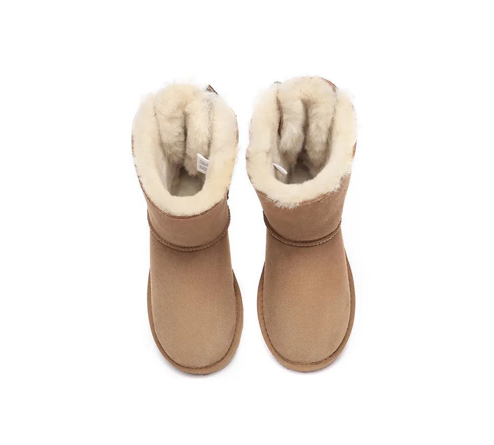 Urban UGG® Women Double faced Sheepskin Wool Boots Short Back Bow