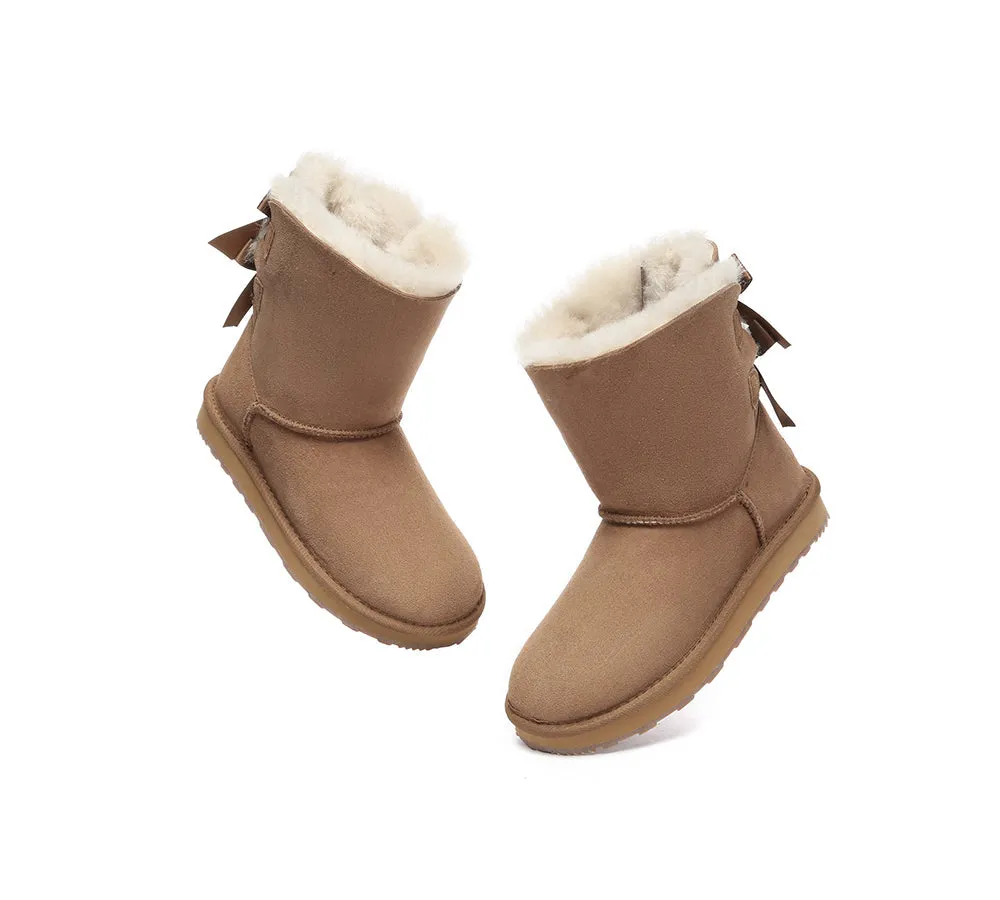 Urban UGG® Women Double faced Sheepskin Wool Boots Short Back Bow