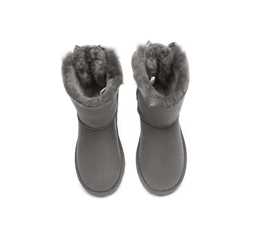 Urban UGG® Women Double faced Sheepskin Wool Boots Short Back Bow