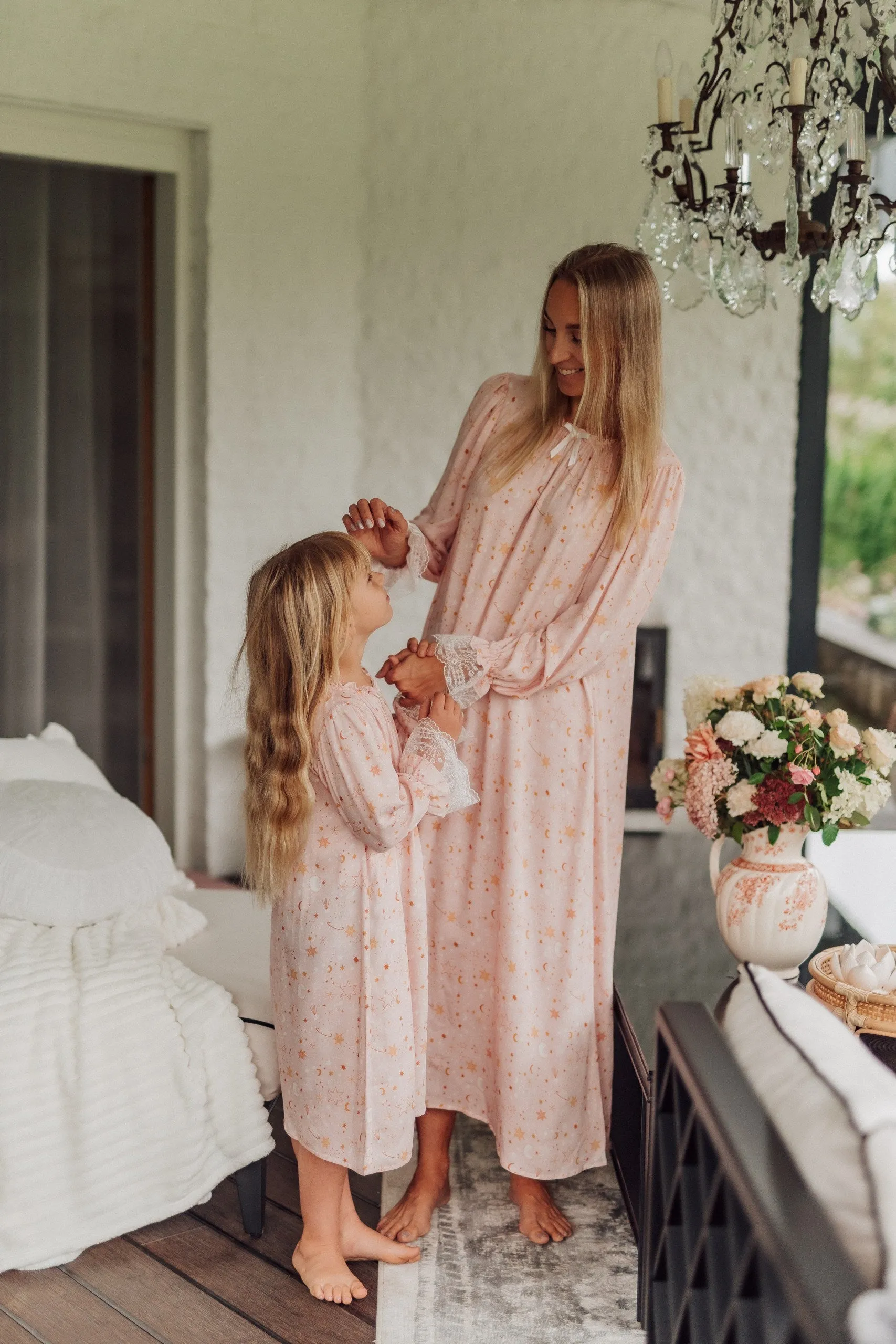 VICTORIA - WOMEN'S NIGHTDRESS PINK STARS
