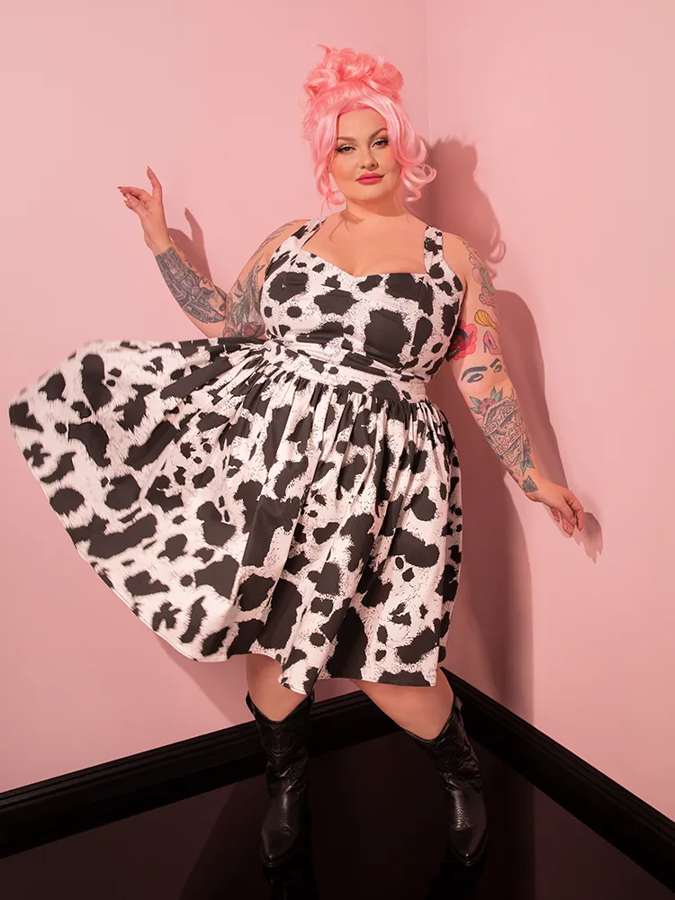 Vixen Skater Skirt in Cow Print - Vixen by Micheline Pitt