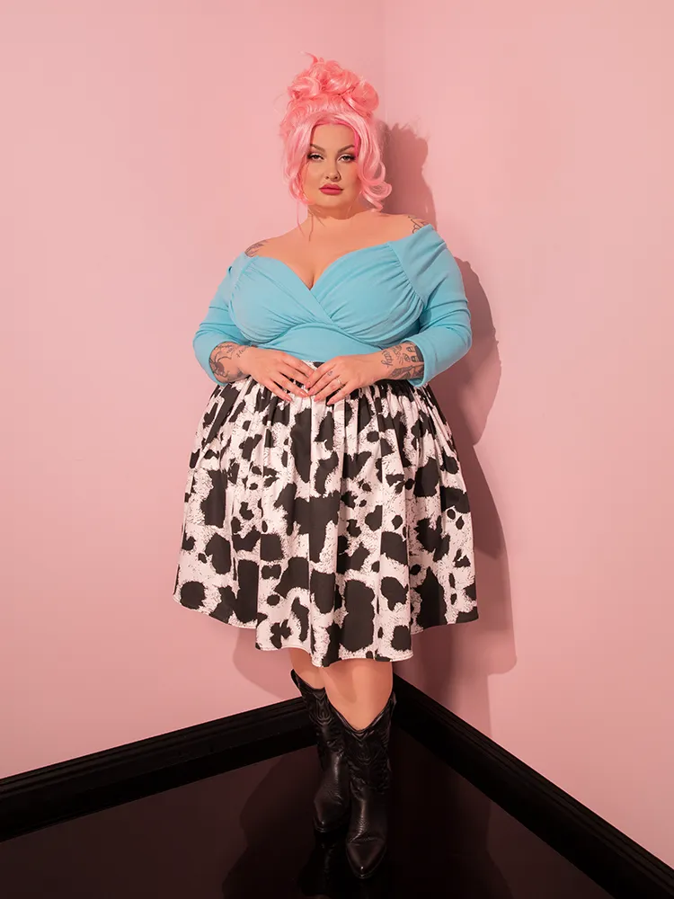 Vixen Skater Skirt in Cow Print - Vixen by Micheline Pitt