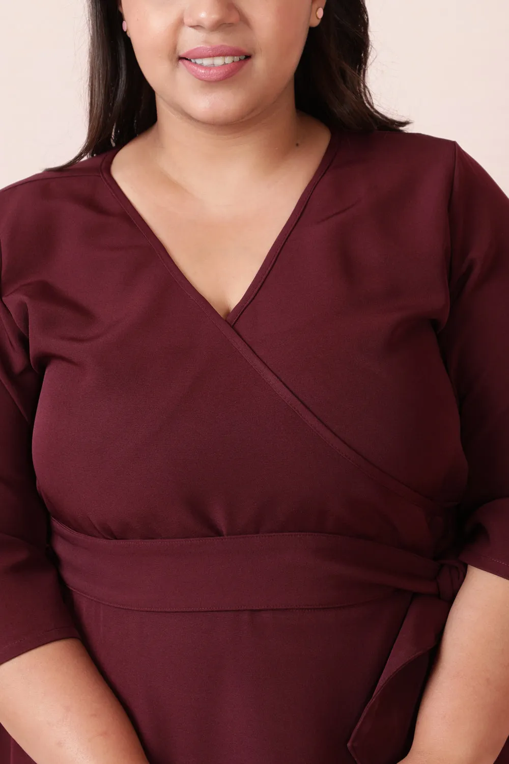 Wine True Wrap Dress